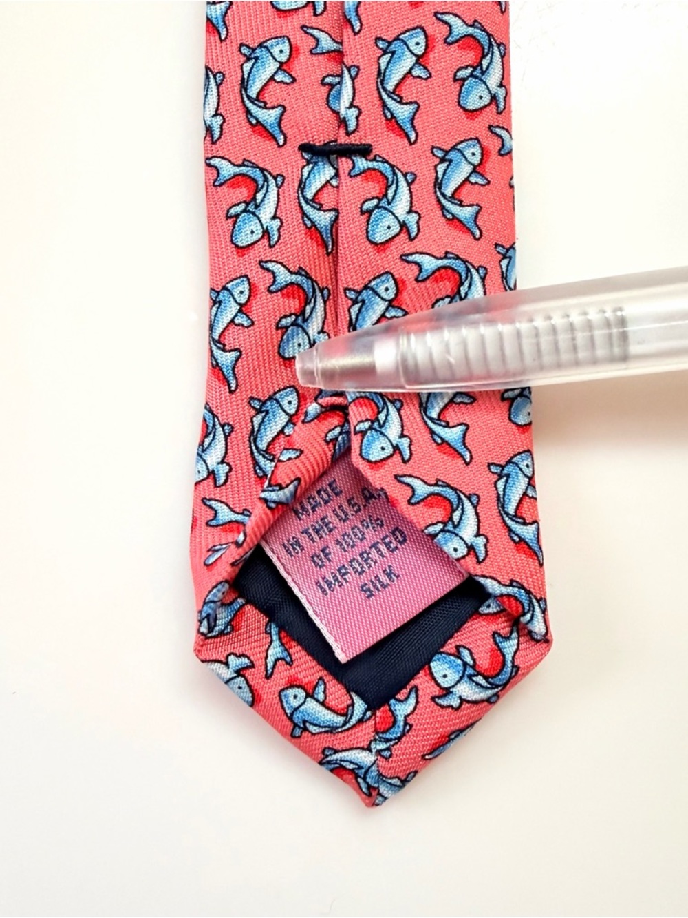 Boys Vineyard Vines Tie Trout Fish 100% Silk Preppy Tie USA Made Salmon Pink - Picture 4 of 5
